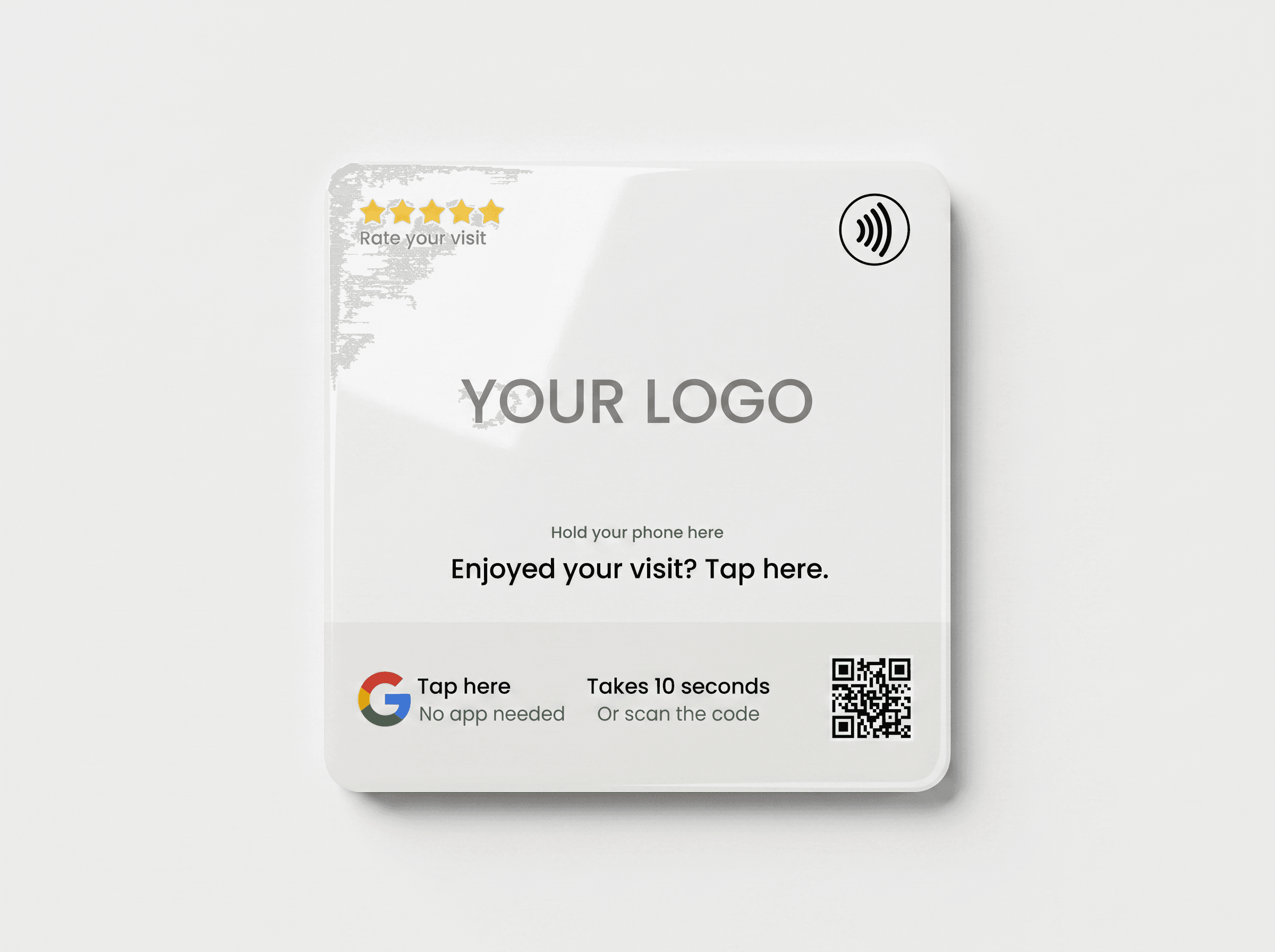 The Front Desk Plate — 1 custom NFC counter plate